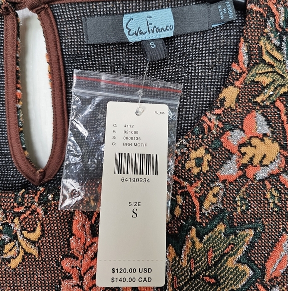 Anthropologie Eva Franco Brown Floral Jacquard Tulle Sleeveless Top SMALL - Picture 11 of 14